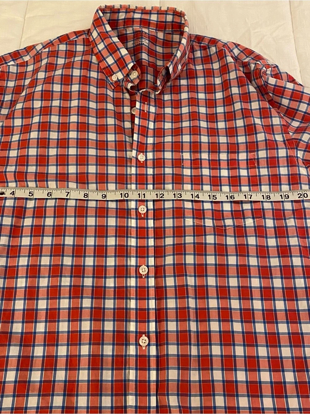 J. Crew Shirt Mens L Red Plaid Button Down Lightweight 100% Cotton Casual Basics